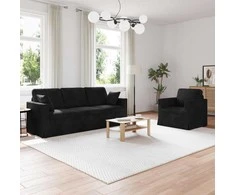 Sofa Sofos komplektas 2 pcs Juoda 198 x 78 x 80 cm Aksomas