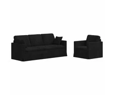Sofa Sofos komplektas 2 pcs Juoda 198 x 78 x 80 cm Aksomas