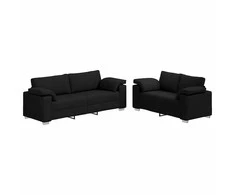 Sofa 2 pcs Juodas 219 x 80 x 82 cm audinys