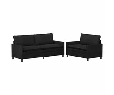 Sofa Sofos komplektas 2 pcs Juoda Aksomas