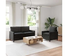 Sofa Sofos komplektas 2 pcs Juoda Aksomas