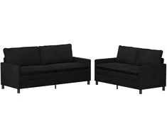 Sofa Sofos komplektas 2 pcs Juoda Aksomas