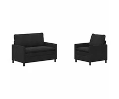 Sofa Sofos komplektas 2 pcs Juoda Aksomas