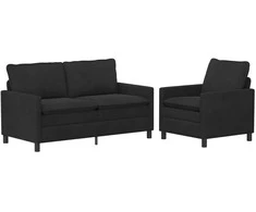 Sofa Sofos komplektas 2 pcs Juoda Aksomas