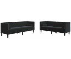 Svetainės sofa 2 pcs Juoda 194 x 74,5 x 70,5 cm Aksomas