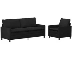 Sofa Sofos komplektas 2 pcs Juoda Aksomas