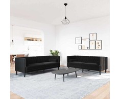 Svetainės sofa 2 pcs Juoda 194 x 74,5 x 70,5 cm Aksomas