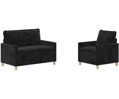 Sofa Sofos komplektas 2 pcs Juoda Poliesteris