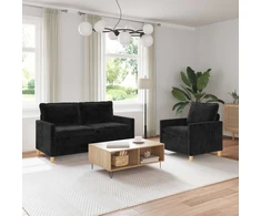 Sofa Sofos komplektas 2 pcs Juoda Poliesteris