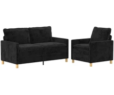 Sofa Sofos komplektas 2 pcs Juoda Poliesteris