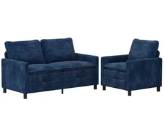 Sofa Sofos komplektas 2 pcs Jūrinė mėlyna Poliesteris