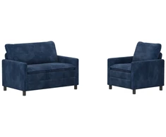 Sofa Sofos komplektas 2 pcs Jūrinė mėlyna Poliesteris