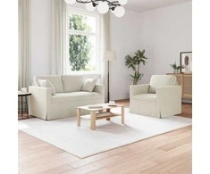 Sofa Sofos komplektas 2 pcs Kreminė 138 x 78 x 80 cm Aksomas