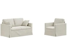 Sofa Sofos komplektas 2 pcs Kreminė 138 x 78 x 80 cm Aksomas