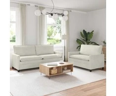 Sofa Sofos komplektas 2 pcs Kreminė Aksomas
