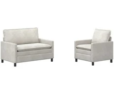 Sofa Sofos komplektas 2 pcs Kreminė Aksomas