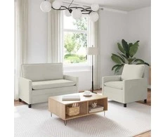 Sofa Sofos komplektas 2 pcs Kreminė Aksomas