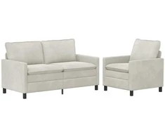 Sofa Sofos komplektas 2 pcs Kreminė Aksomas
