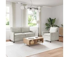 Sofa Sofos komplektas 2 pcs Kreminė Aksomas