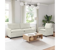 Sofa Sofos komplektas 2 pcs Kreminė Aksomas