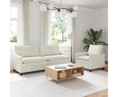 Sofa Sofos komplektas 2 pcs Kreminė Aksomas