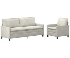 Sofa Sofos komplektas 2 pcs Kreminė Aksomas