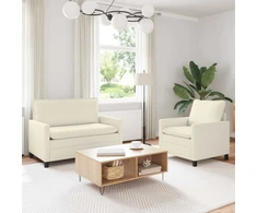 Sofa Sofos komplektas 2 pcs Kreminė Audinys