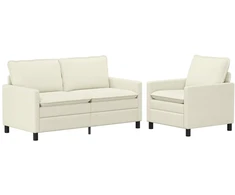 Sofa Sofos komplektas 2 pcs Kreminė Audinys