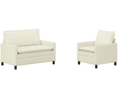 Sofa Sofos komplektas 2 pcs Kreminė Audinys
