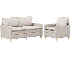 Sofa Sofos komplektas 2 pcs Kreminė Poliesteris