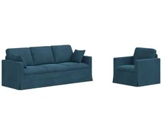 Sofa Sofos komplektas 2 pcs Mėlyna 198 x 78 x 80 cm Aksomas