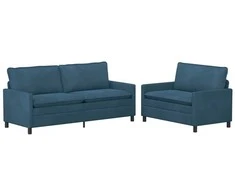 Sofa Sofos komplektas 2 pcs Mėlyna Aksomas