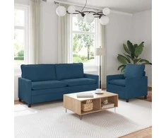 Sofa Sofos komplektas 2 pcs Mėlyna Aksomas
