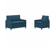Sofa Sofos komplektas 2 pcs Mėlyna Aksomas