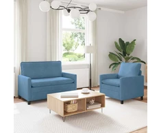 Sofa Sofos komplektas 2 pcs Mėlyna Audinys