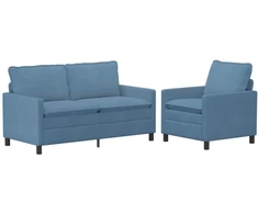 Sofa Sofos komplektas 2 pcs Mėlyna Audinys