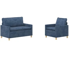 Sofa Sofos komplektas 2 pcs Mėlyna Poliesteris