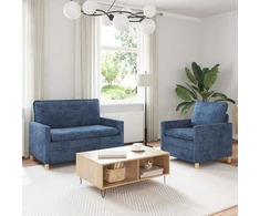 Sofa Sofos komplektas 2 pcs Mėlyna Poliesteris