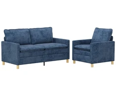 Sofa Sofos komplektas 2 pcs Mėlyna Poliesteris