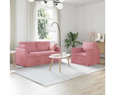 Sofa Sofos komplektas 2 pcs Rožinė 158 x 78 x 80 cm Aksomas