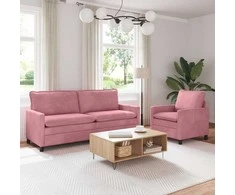Sofa Sofos komplektas 2 pcs Rožinė Aksomas