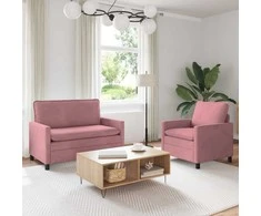 Sofa Sofos komplektas 2 pcs Rožinė Aksomas