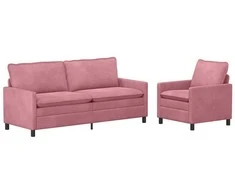 Sofa Sofos komplektas 2 pcs Rožinė Aksomas