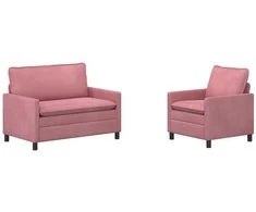 Sofa Sofos komplektas 2 pcs Rožinė Aksomas