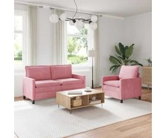 Sofa Sofos komplektas 2 pcs Rožinė Aksomas