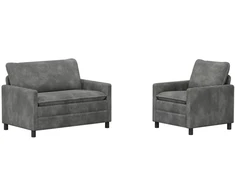 Sofa Sofos komplektas 2 pcs Šviesiai pilka Poliesteris