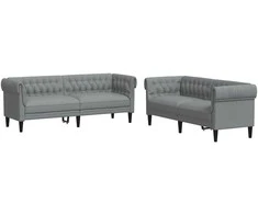 Svetainės sofa 2 pcs Šviesiai pilka 201,5 x 74,5 x 74,5 cm