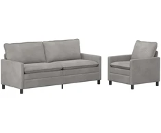 Sofa Sofos komplektas 2 pcs Šviesiai pilka Aksomas