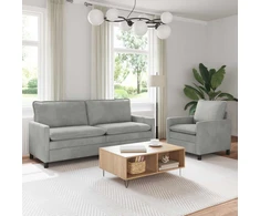 Sofa Sofos komplektas 2 pcs Šviesiai pilka Aksomas
