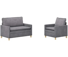 Sofa Sofos komplektas 2 pcs Šviesiai pilka Poliesteris